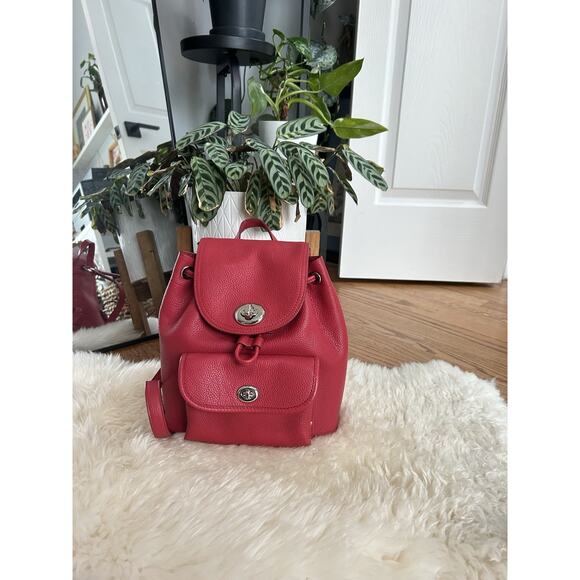 Coach Red backpack Mini Turnlock Rucksack - Picture 1 of 7